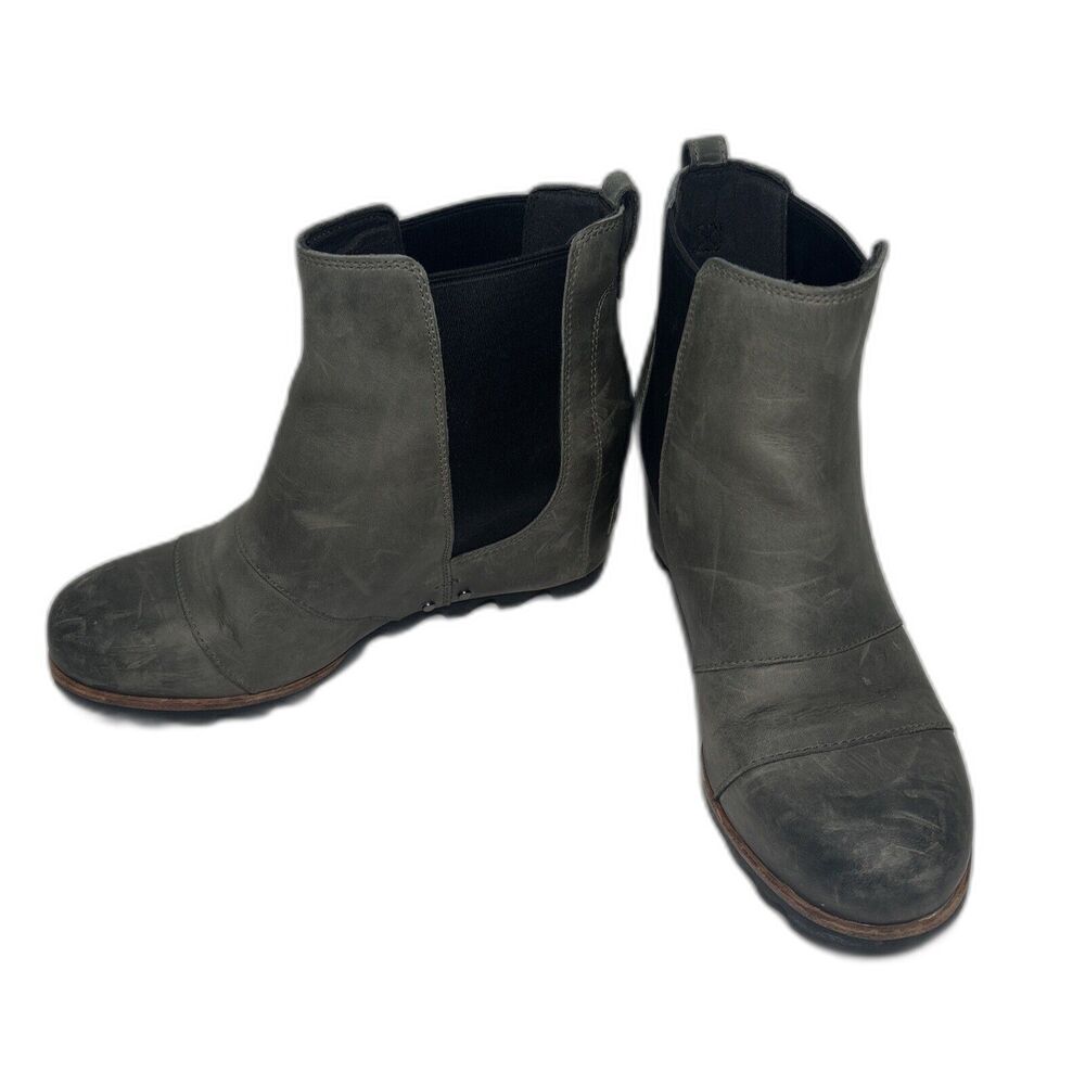 Sorel Joan of Arctic Wedge II Buckle Boots Grey Women Size 8.5 Pre-Owned